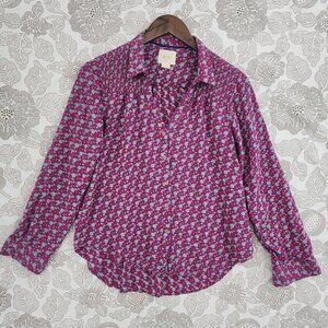 Anthropologie Maeve Printed Button up Long sleeve Women's Shirt 6 3354